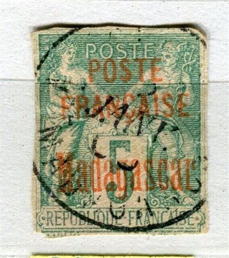 FRANCE COLONIES MADAGASCAR 1890s Classic POSTE FRANCAISE Used 5c