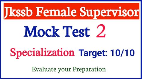 Jkssb Female Supervisor Mock Test Specialization Unit One