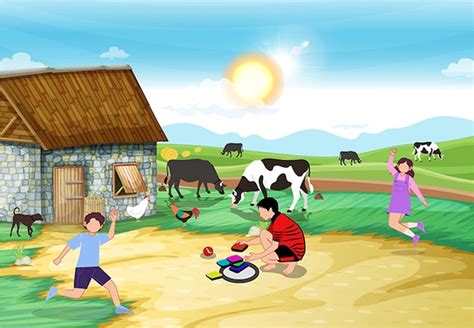 Premium Photo | Vector illustration of indian village kids playing ...