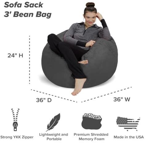 Sofa Sack Plush Ultra Soft Memory Foam Bean Bag Chair With Microsuede Ebay