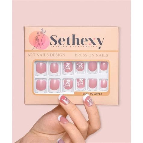 Sethexy Court Carré Faux ongles French Rose Press on nails Fleur Faux