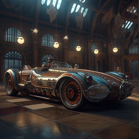 Premium Ai Image Steampunk Corvette Drive Car Generative Ai