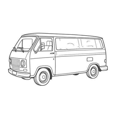 Volkswagen Van Drawing Coloring Page Outline Sketch Vector, Wing Drawing, Ring Drawing, Van ...