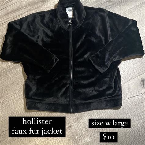 Hollister Faux Fur Jacket Size Large Depop