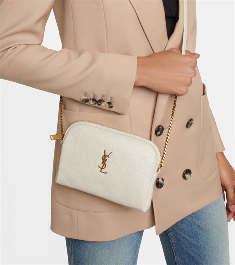 Gaby Small Quilted Leather Shoulder Bag In White Saint Laurent