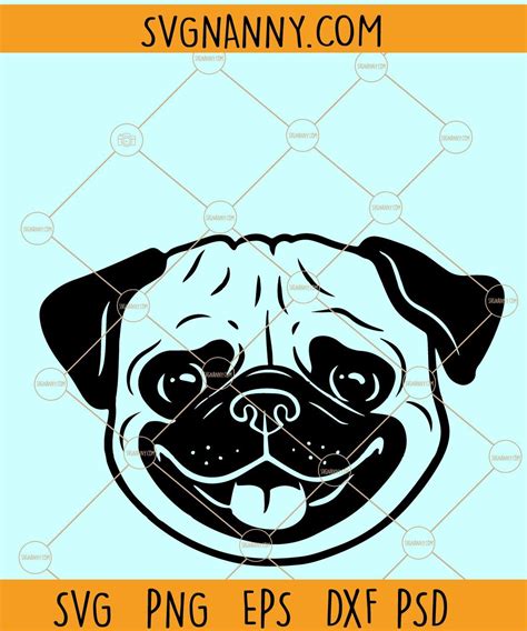 Cute Pug Face Svg Png  Digital Cut File Commercial Use Instant