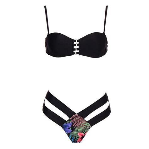 Buy Andzhelika Sexy Black Bandeau Bikini Women Swimsuit Bandage Bikini Set Low Waist Two Pieces