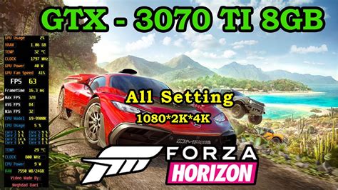 Forza Horizon 5 Rtx 3070 Ti 8gb All Setting Fps And Gameplay And Benchmark 1080p And 2k And 4k Youtube