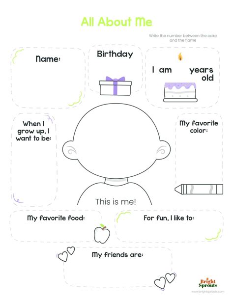 Printable All About Me Worksheets Free Templates