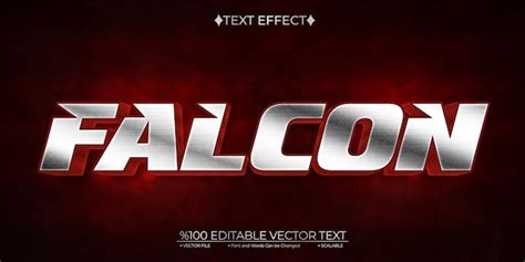 Premium Vector Silver And Red Falcon Editable Vector 3d Text Effect