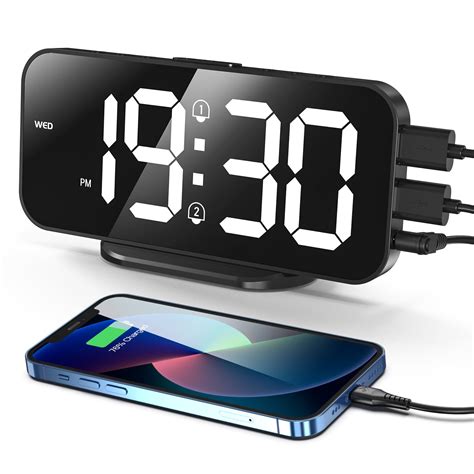 Edup Home Digital Alarm Clocks Led Mirror Electronic Clock Snooze