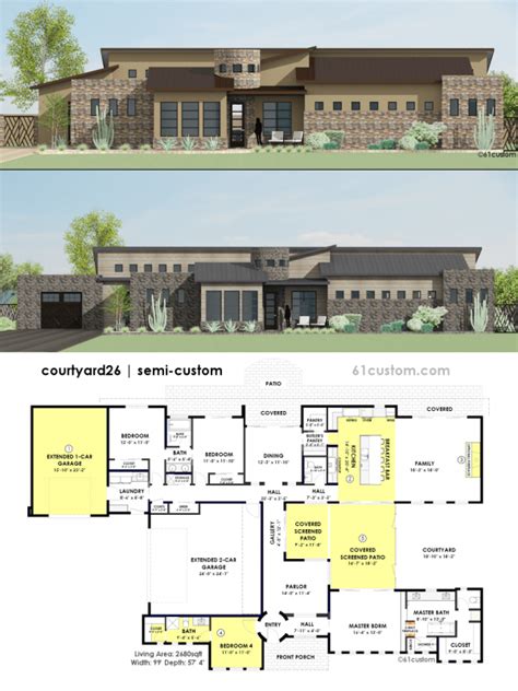 Modern Farmhouse Plan | farmhouse33 | 61custom | Courtyard house plans ...