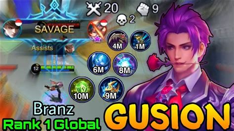 Top 1 Global Gusion By Branz Mobile Legends Savage Gusion Crazy 20