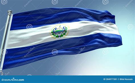 4k Render El Salvador Flag Video Waving In Wind El Salvador Flag Wave