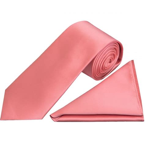 Plain Light Coral Pink Classic Men S Tie And Pocket Square