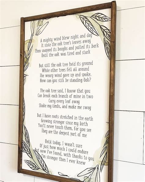 The Oak Tree Poem The Mighty Oak Tree Inspirational Signs Etsy Ireland