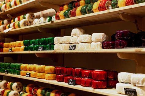 Amsterdam Netherlands 24 12 2019 Different Types Of Dutch Cheese In Cheese Shop Assortment Of