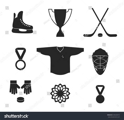 Ice Hockey Icon Set Vector Illustration เวกเตอร์สต็อก ปลอดค่า