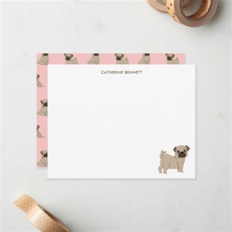 Cute Pug Puppy Personalized Thank You Note Card Zazzle