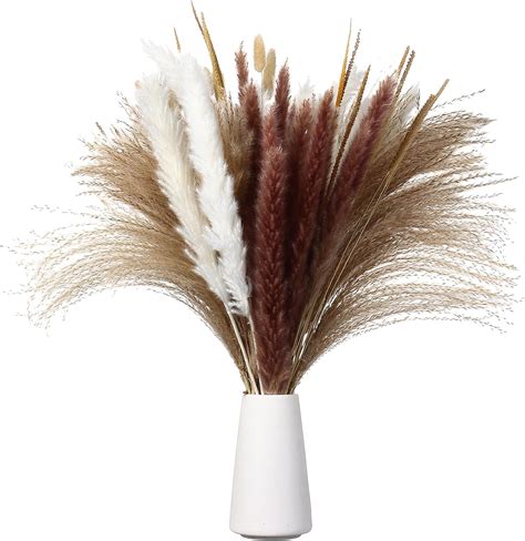 G Lanthy Dried Pampas Grass Decor 120pcs Natural Pampas Grass Bouquet With Rabbit