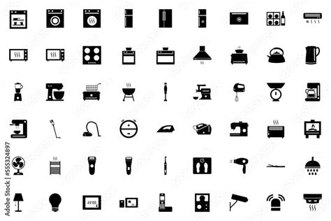 Svg Home Appliances Icons Set Stock Vector Adobe Stock