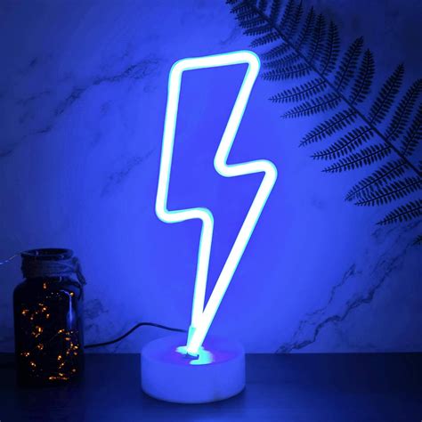 YIVIYAR LED Lights, Lightning Bolt Led Neon Sign with Base, USB/Battery ...