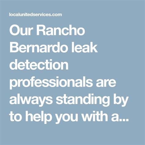 Rancho Bernardo Leak Detection Experts