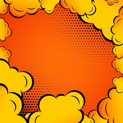 Free Vector | Comic clouds on orange background