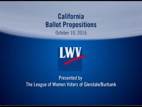 California Ballot Propositions League Of Women Voters Of