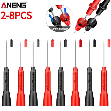 2 8pc 1mm Pin Insulation Piercing Needles Tip 600v 10a Non Destructive Multimeter Test Probes