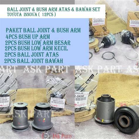 Jual BALL JOINT BUSHING BUSH BOS ARM ATAS BAWAH SET INNOVA 12PCS