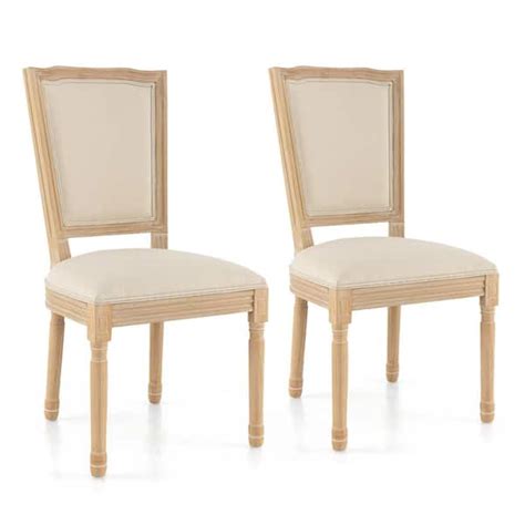 Costway Beige Wood Dining Chair Set Of 2 HCST00905 The Home Depot