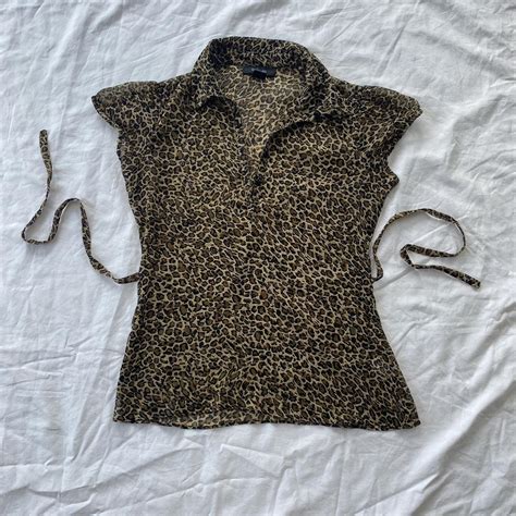 Sheer Y2k Cheetah Print Top Has An Tie Back And Depop