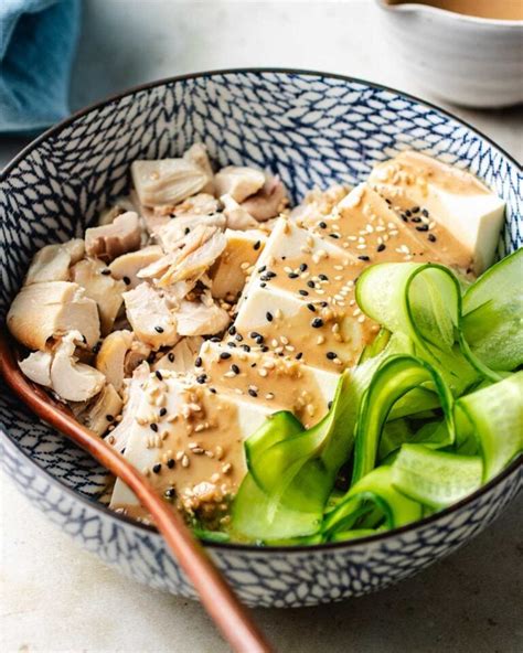 Silken Tofu Salad Bowl With Chinese Garlic Sesame Dressing I Heart