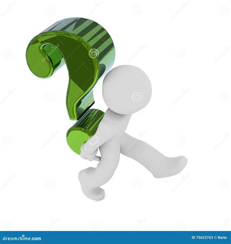 3d Business Man Green Question Mark Stock Photo