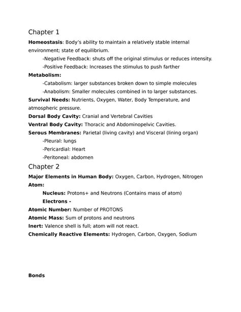 Unit Exam Study Notes Chapter Homeostasis Bodys Ability To