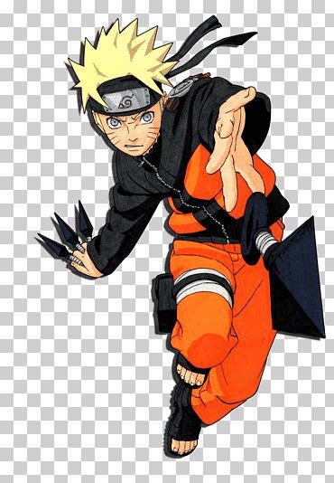 An Anime Character With Orange Pants And Black Shoes Is Flying Through