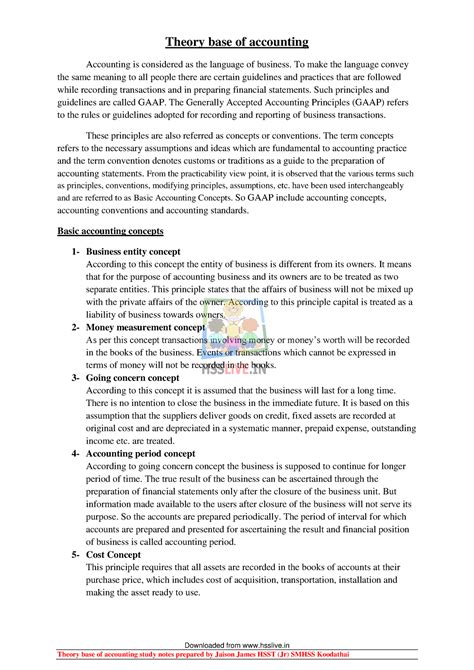 Hsslive Class Accountancy Chapter Theory Base Of Accounting