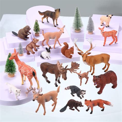 23 Pieces Forest Animals Figures Woodland Animals Figurines Woodland Creatures Realistic Plastic ...