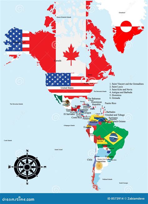 American Map with Country and City Names Stock Vector - Illustration of