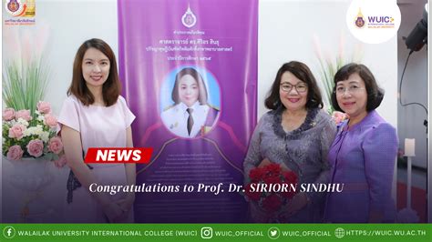 Congratulations To Prof Dr SIRIORN SINDHU