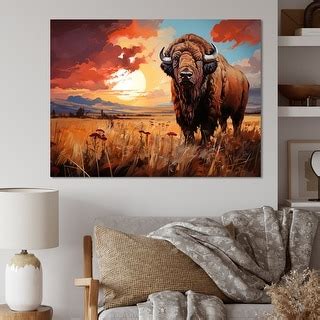 Designart "Native American Art Bison Spirit I" Native American Wall Art ...