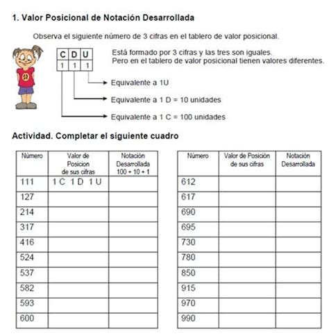 Ejercicios Valor Posicional De Los Numeros Para Niños De Tercer Grado