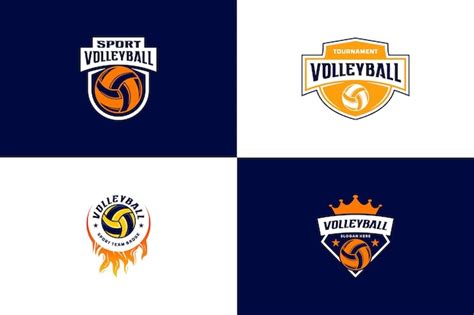 Premium Vector Set Of Volleyball Emblem Logo Design