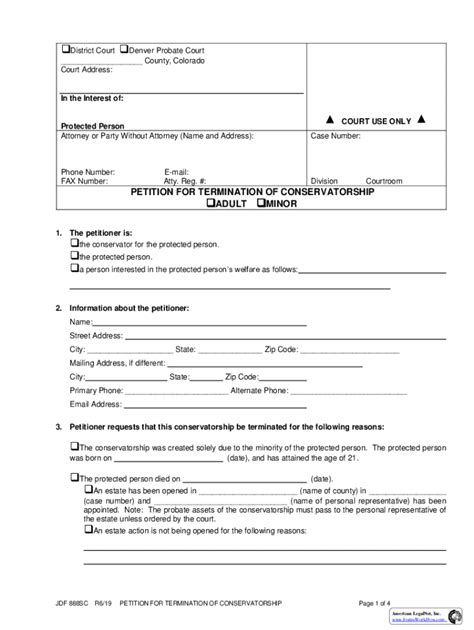 Fillable Online Petition For Termination Of Conservatorship Fax