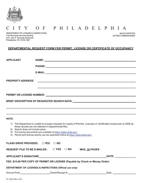 Form 81 1033 Fill Out Sign Online And Download Fillable Pdf City Of Philadelphia