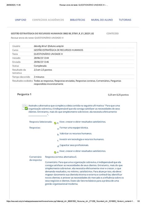 Revisar Envio Do Teste Question Rio Unidade Iii Revisar Envio Do