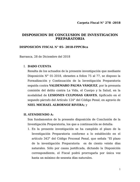 Modelo De Disposicion De Conclusion De Investigacion Preparatoria