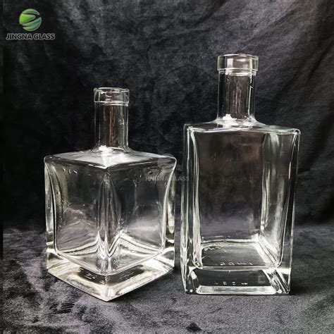 Square Shape 700ml 750ml Glass Packaging Empty Bottles For Vodka Whisky Gin Rum Liquor China