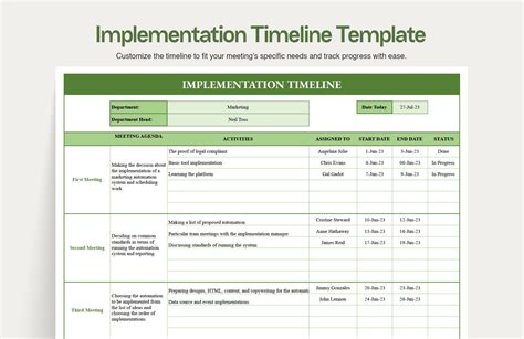 Implementation Timeline Template - Download in Excel, Google Sheets | Template.net